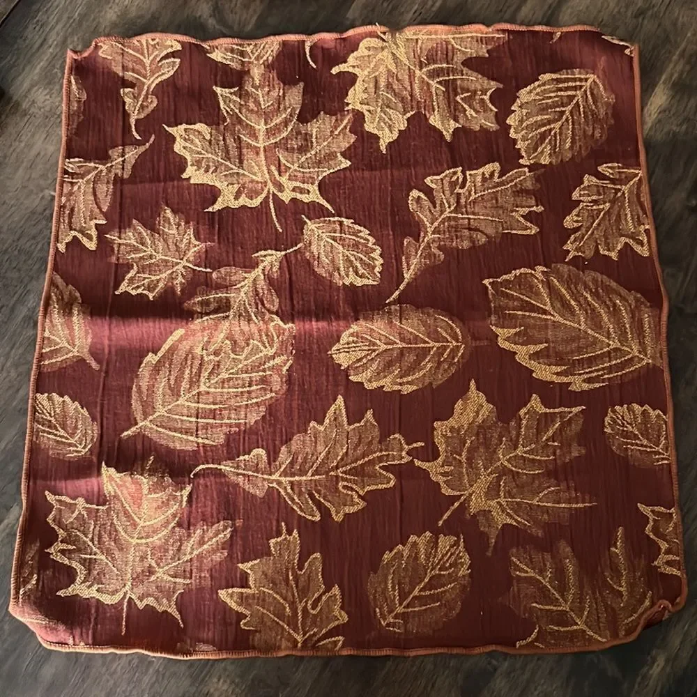 Autumnal Set of 3 Leaf Reversible Quilted Placemats and (3) Napkin Mismatch Set
